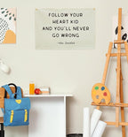 Mental Health Inspirational Rectangular Banner Flag Wall Sign Decor Gift for Boy Girl Kid Teen,Classroom Therapy Office Homeschool Reading Room Bedroom -Follow Your Heart Kid-Birthday Christmas Gift