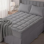 OLANLY Twin Quilted Fitted Mattress Pad – Soft Down Alternative Pillow Top Mattress Topper, Cooling Comfort Breathable Mattress Cover, Machine Washable Deep Pocket Mattress Protector, Dark Grey
