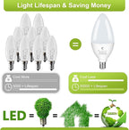 Sailstar Light Bulbs 60 Watt Equivalent, E12 Candelabra LED Light Bulbs, 3000K White, 500LM Ceiling Fan Light Bulbs, B11 Type B Bulb, Small Base Chandelier Light Bulbs 5W, CRI 85, Non-dimmable, 3 Pack