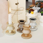 WDHODEC Black Gold Candlestick Holders 12PCS Glass Taper Candle Holders for Table Centerpiece Colorful Candle Sticks for Modern Wedding, Party and Festival Decoration