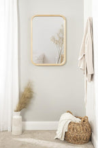 Kate and Laurel Hutton Modern Rounded Rectangle Wall Mirror, 20 x 30, Natural Wood, Decorative Scandinavian Rectangular Wall Decor Accent with Radiused Corners