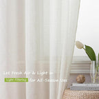 Aiyufeng Linen Sheer Curtains 63 Inch Length 2 Panels for Living Room, Farmhouse Light Filtering Voile Linen Drapes for Bedroom, Patio, Sliding Door, Each 40" W x 63" L