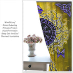Viking Blackout Curtains Scandinavian Pirate Totem Mythology Golden Tree of Life Printed Curtain Bedroom and Living Room Decoration Blackout Curtains W84 * L84 Inch