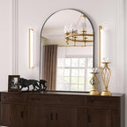 Antok Bathroom Mirror,36"x24" Wall Mirror, Decorative Mirrors Vanity Mirror Aluminum Alloy Frame Contemporary Hanging Mirror for Living Room Bathroom Entryway,Black,Arched