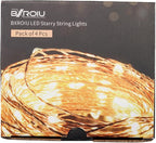 4 Pack Battery Operated Fairy String Lights, 8 Modes 5M Silver Wire with Remote & Timer - 50 LEDs Waterproof for Bedroom, Wedding, Christmas, Party Decorations
