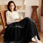 Exclusivo Mezcla Plush Fuzzy Fleece Bed Blanket Queen Size, Super Soft, Fluffy and Warm Blankets Suitable for All Seasons (Black, 90x90 Inches)