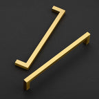 Ravinte 10 Pack Solid Kitchen Cabinet Handles Gold Cabinet Pulls Slim Drawer Pulls with 6-1/4 Inch Hole Center Square Bar Kitchen Cabinet Hardware Brushed Brass Cabinet pulls