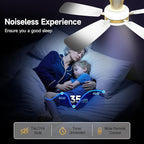 TALOYA Ceiling Fans with Lights and Remote, 46 Inch Low Profile Ceiling Fan with Light, Flush Mount, Reversible, 3CCT, Dimmable Modern Ceiling Fan for Bedroom, Living Room, Outdoor Patio, White Gold
