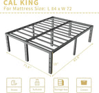 ALDRICH 18 Inch Metal California King Size Bed Frame - Black Basic Steel Slats Cali Platform, Easy Assembly Heavy Duty Noise Free Cal Bedframes, No Box Spring Needed