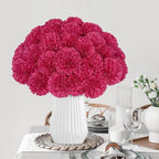 36 Pcs Artificial Chrysanthemums Flowers Hot Pink Flowers Fake Mums Silk Flowers for Christmas Wedding Floral Table Centerpiece Home Decor