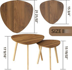BAMEOS Bamboo Nesting Triangle End Table,Set of 2 Coffee Table Modern Minimalist Side Table for Living Room (Walunt)