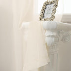 HUTO Cream Peach Beige Sheer Window Curtains 96 Inches Long Voile Curtains for Bedroom Living Room Nursery with Rod Pocket 2 Panels Each is 52 inches Wide