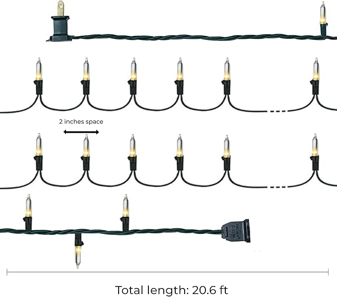 Holiday Essence 300 Mini Clear Lights, Christmas String Lights for Indoor and Outdoor Decorative Use, Green Wire, UL Listed