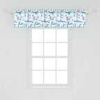 Ambesonne Sea Animals Window Valance, Sketch of Bottlenose Dolphins Playing Laughing in The Ocean Sea Life Print, Curtain Valance for Kitchen Bedroom Decor with Rod Pocket, 54" X 12", Turquoise White