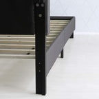 Furinno Laval Double Row Nail Head Upholstered Platform Bed Frame, King, Stone