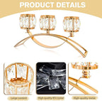 3 Arms Crystal Candle Holders, Arch Candlestick Table Candelabras Centerpieces for Wedding, Dinning Room, Cabinet Ornaments, Home Decoration， Gift (Gold, 2 Pcs-3 Arm Arched)
