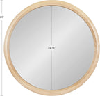 Kate and Laurel Pao Modern Round Wood Wall Mirror; 28; Natural Wood; Decorative Scandinavian Circle Mirror for Robust Wall Decor