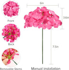 Auihiay 64pcs Hydrangea Artificial Flowers, Rose Red Artificial Hydrangea Flowers, Silk Hydrangea Heads with Stems for Garden, Home Party Baby Shower DIY Wedding Centerpiece (Rose Red)