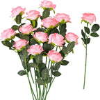 32 Pcs Light Pink Artificial Flowers Bulk, 20" Silk Gradient Blush Pink Real Touch Roses for DIY Wedding Bridal Bouquets, Centerpieces, Home Decor