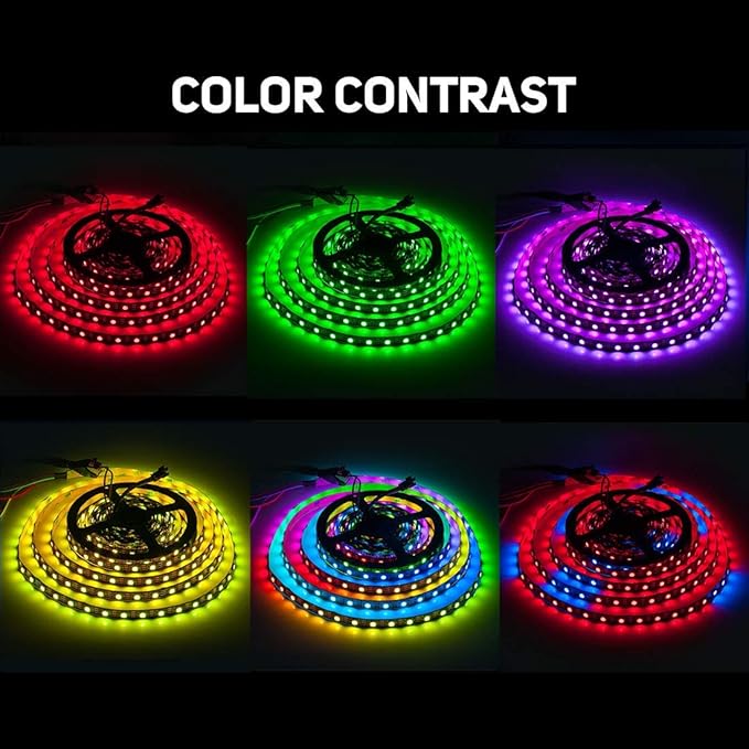 SEZO WS2812B LED Strip Light 3.3FT/1M 144LEDs/m Individually Addressable Programmable 5050SMD Digital RGB Alloy Wires Flexible Dream Color IP30 Non-Waterproof PCB Black DC5V