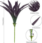 Ouddy Decor 20 Pcs Fake Outdoor Plants Artificial Grass Greenery Stems Faux Plastic Plants UV Resistant for Fall Halloween Indoor Outside Garden Hanging Planter Porch Home Decor, Black Purple