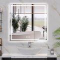 36''x36'' Lighted Mirrors for Bathroom Wall Backlit + Front Lit, Rectangular LED Bathroom Mirror Frameless with Lights Anti Fog, Dimmable, 3 Colors,Tempered Glass, Shatter-Proof