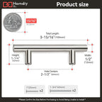 homdiy 5 Pack | Brushed Nickel Cabinet Hardware 2-1/2in Hole Centers Drawer Pulls Kitchen Cupboard Euro T Bar Dresser Pulls 201SN