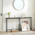 HOOBRO 63" Narrow Console Table with Charging Station, 5.9" Sofa Table with 2 Power Outlets and USB Ports, Long Entryway Tables Behind Couch Table, for Hallway, Livingroom, Black BB165UXG01