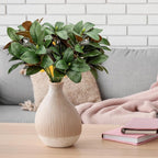 4 Pcs Artificial Magnolia Leaves Branches 30 Inch Each with 3 Branches with Magnolia Fruit Faux Stems for Indoor Outdoor Home Wedding Floral Arrangement Decoration