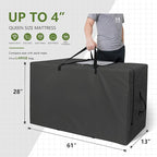 Cuddly Nest Folding Mattress Storage Bag - Heavy Duty Carry Case for Tri-Fold Guest Bed (Fits 4" Queen Mattress,Black)