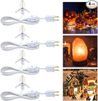 Accessory Cord with Light Bulb UL-Listed White Cord with On/Off Switch Plugs - Perfect for Holiday Decorations and Craft Projects (4 Pack * One Led Bulb)