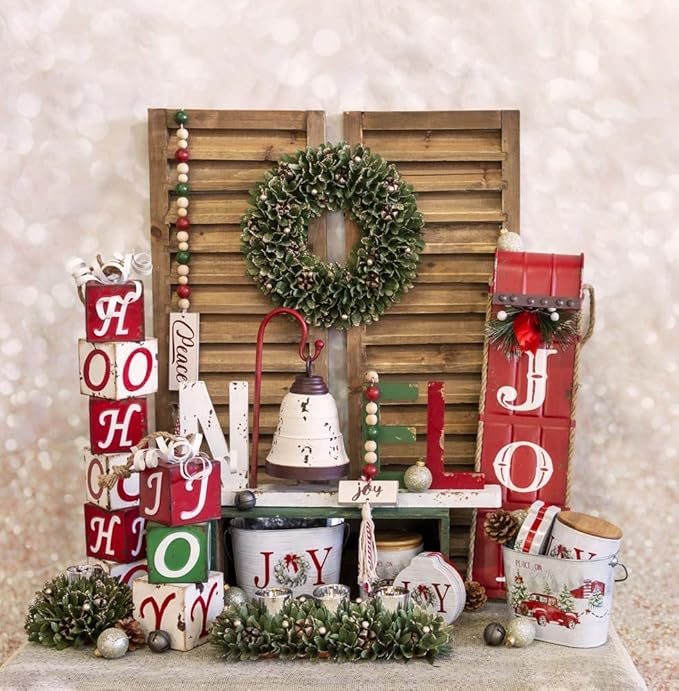 Boston International Christmas Metal Hanging Blocks Sign, 23.5-Inches, Ho Ho Ho
