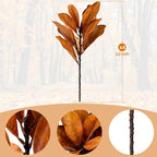 4 Pcs Fall Magnolia Silk Leaves Branches 22 Inch 3D Real Touch Autumn Faux Magnolia Stems Fake Orange Leaves Twigs for Indoor Outdoor Vase Filling Home Wedding Decoration