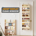 SpaceAid 2 Pack Over The Door Organizer with 5 Large Pockets and 10 Mesh Side Pockets, 5 Layers Door Organizer Hanging with Clear Window for Bedroom, Bathroom, Pantry and Nursery, Beige