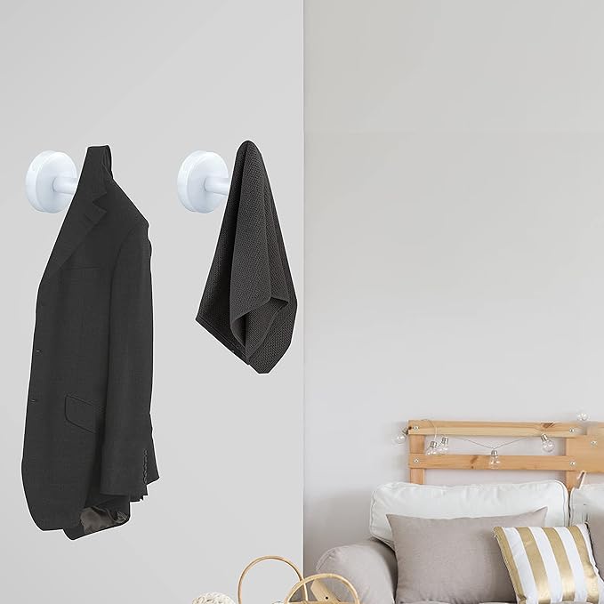 4 Pack Towel Hooks Bathroom Wall Hook Holder Stainless Steel Coat Robe Clothes Hook for Bath Kitchen Hotel Garage（White）