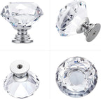 Ravinte 20 Pack Crystal Drawer Knobs - Glass Cabinet Knobs, Diamond Shaped, 30 mm, Silver Base