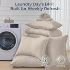 HEVUMYI Beige Tan Queen Comforter Set - 7-Piece All Season Bed in a Bag Queen, Ultra Soft Bedding Set with Comforter, Flat Sheet, Fitted Sheet, Pillowcases, Pillow Shams, Beige Tan