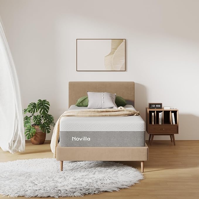Novilla Twin Size Mattress, 12 Inch Gel Memory Foam Mattress for Cool Night & Pressure Relief, Medium Plush Feel with Motion Isolating, Bliss