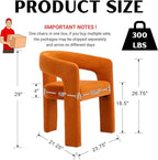 Modern Barrel Dining Chairs Set of 5, Velvet Upholstered Accent Side Chair with Arms Comfy Makeup Vanity Chairs, Dining Living Room Kitchen Chairs, Orange