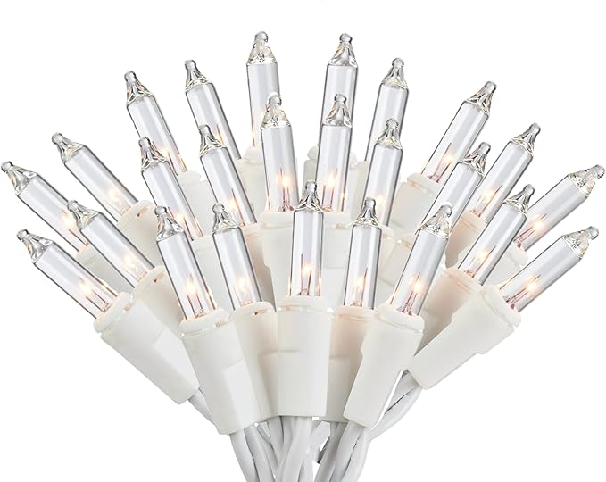 Holiday Pride White Christmas Tree Lights - 100 Count Clear White Lights String on White Wire - 24 Ft - Indoor/Outdoor Use - UL Listed - Static & Flashing Modes - Connectable