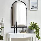 ironsmithn Arched Wall Mirror, Black Bathroom Mirror, 38" x 22" Wall Mounted Decorative Mirror, Modern Art Oblong Mirror for Master Bath Half Bath Living Room Bedroom Fireplace Entryway