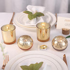 10 Pcs Assorted Gold Votive Candle Holders, Larger Size Mercury Glass Votives with Round Candle Holder for Wedding Decorations, Gold Tealight Candle Holder for Party Table Centerpieces