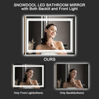 LED Bathroom Mirror, 48"X30" with Front and Backlit, Anti-Fog, Large Bathroom Vanity Mirror for Wall, Memory Function, Stepless Dimmable, Tempered Glass (Horizontal/Vertical)