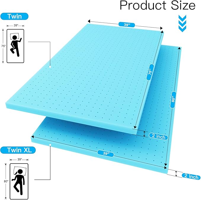 3 Inch Twin XL (39"x80") Memory Foam Mattress Topper, Cooling Gel Infused Mattress Pad, Soft Bed Topper for Pressure Relief Back Pain, Breathable, CertiPUR-US Certified