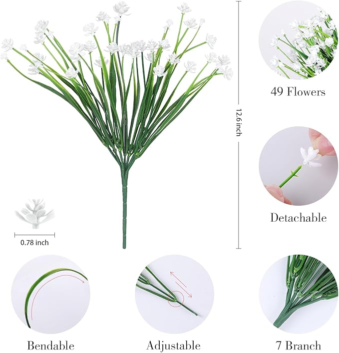 AGIRL 24 Bundles Artificial Flowers for Outdoor,No Fade Fake Plastic Flowers Faux Plants for Decoration Hanging Planters Indoor Outside Garden Porch Window Box Home Wedding Farmhouse