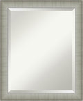 Amanti Art Silver Bathroom Mirror for Over Sink, 23x19 Elegant Brushed Pewter Narrow Rectangle Vanity Mirror, Small Casual Frame, Hangs Horizonally and Vertically, Bathroom Wall Decor, Beveled Edge