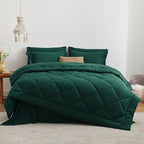 Love's cabin Twin XL Comforter Set Dark Green, 5 Pieces Twin XL Bed in a Bag, All Season Bedding Sets with 1 Comforter, 1 Flat Sheet, 1 Fitted Sheet, 1 Pillowcase and 1 Pillow Sham