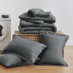 Love's cabin King Size Comforter Set Dark Grey, 7 Pieces King Bed in a Bag, All Season Bedding Sets with 1 Comforter, 1 Flat Sheet, 1 Fitted Sheet, 2 Pillowcase and 2 Pillow Sham