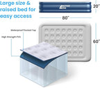 Active Era Premium 20" Queen Air Mattress with Built in Pump, Raised Pillow, Puncture Resistant Waterproof Soft Top, Elevated Inflatable Bed for Guests Queen Size Blow Up Mattress, Quick Electric Pump