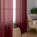 Aiyufeng 2 Piece Burgundy Sheer Curtains 84 Inch Length, Light Filtering Kitchen Curtain for Bedrrom/Living Room/Kitchen Window, Voile Top Dual Rod Pocket, 2 x 40 W x 84" L
